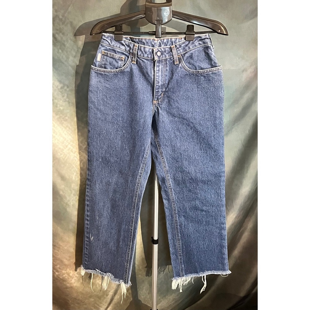 Carhartt FR Flame Resistant Cropped Distressed Frayed Hem Carpenter Jeans Size 8